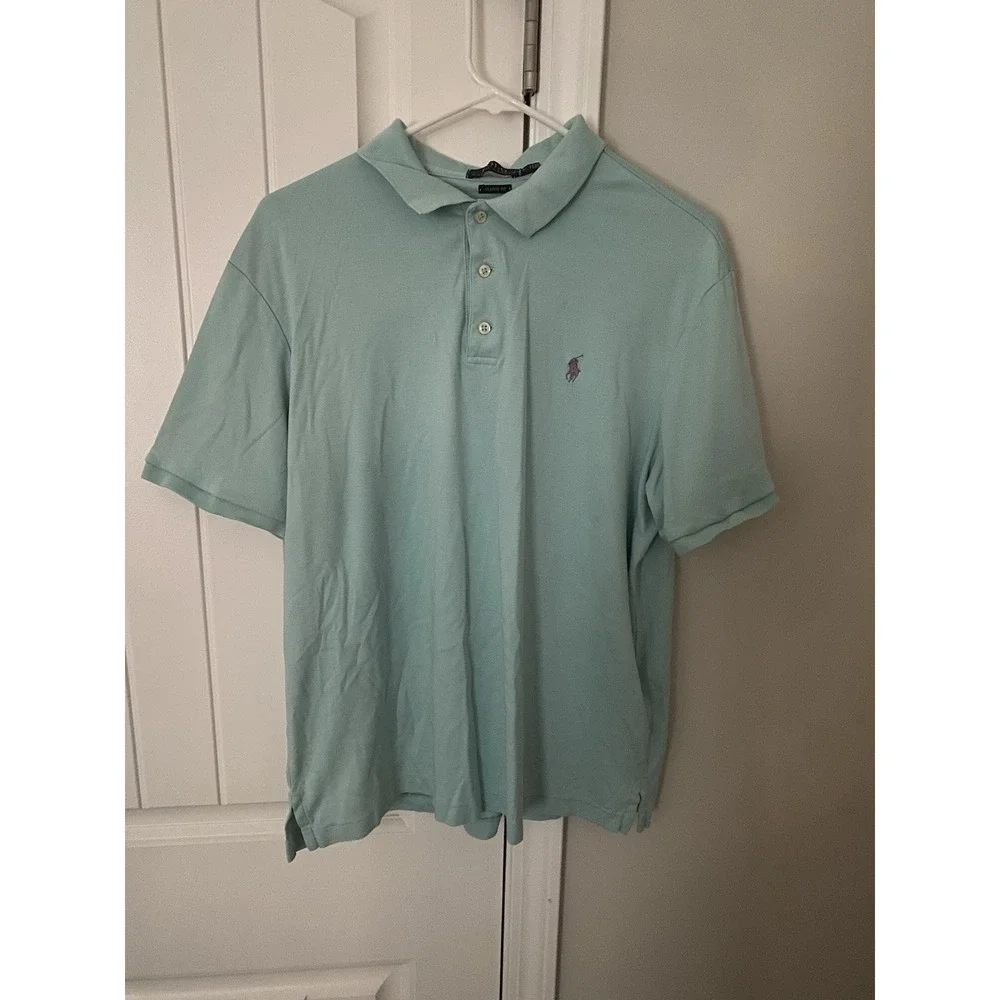 Polo Ralph‎ Lauren Men's Classic Fit Polo Shirt Size L Aqua Blue Green Pony Logo